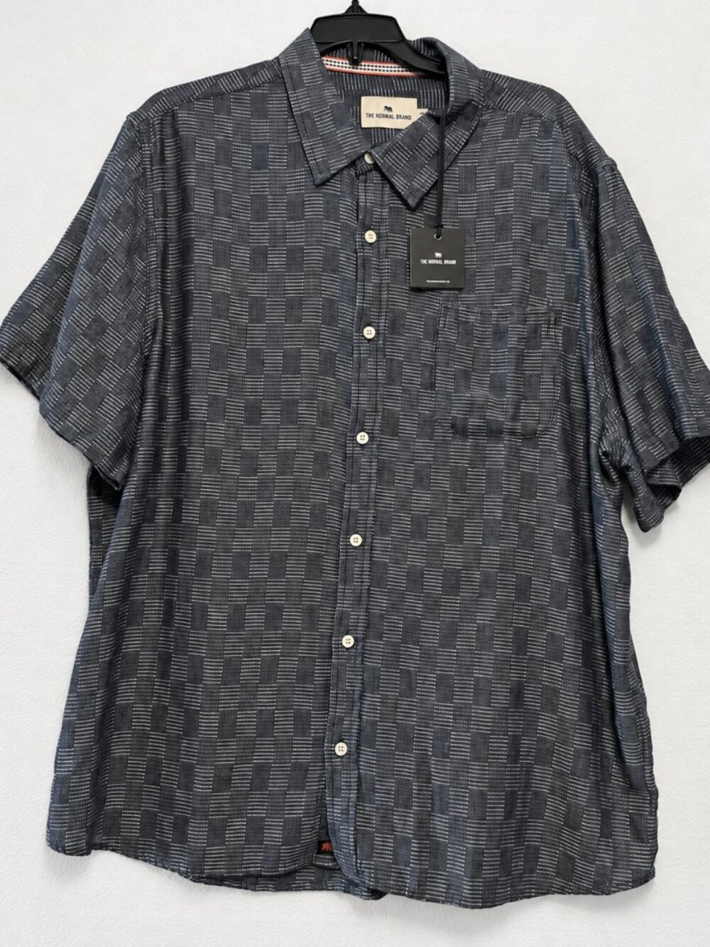 The Normal Brand Short Sleeve Men's Textured Dobby Summer Navy 2XL NEW